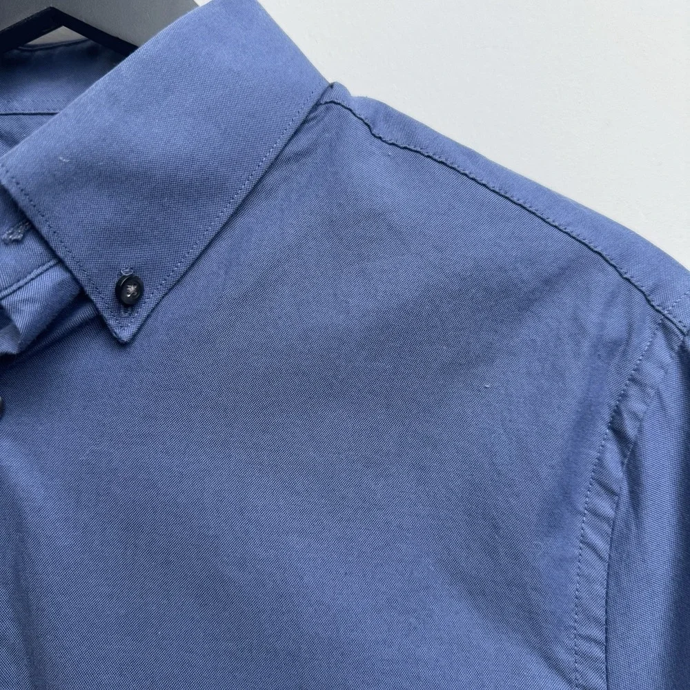 Express‎ Men's Dress Shirt Small Button Down Blue Slim Fit Casual Long Sleeves